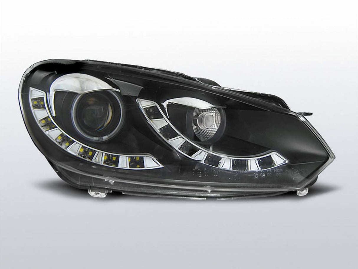 Für VW Golf 6 10.2008--2012 - LED Scheinwerfer in schwarz SINGLE DRL