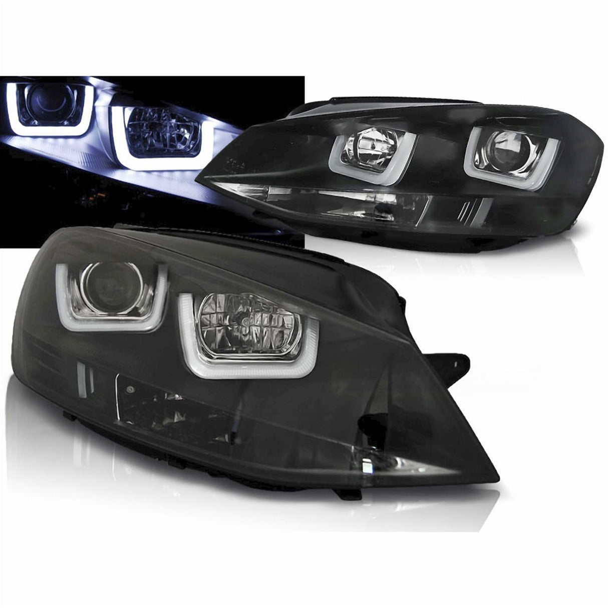 LED Tagfahrlicht Scheinwerfer in schwarz für VW Golf 7 VII 11.2012-2017 - CR Tuning