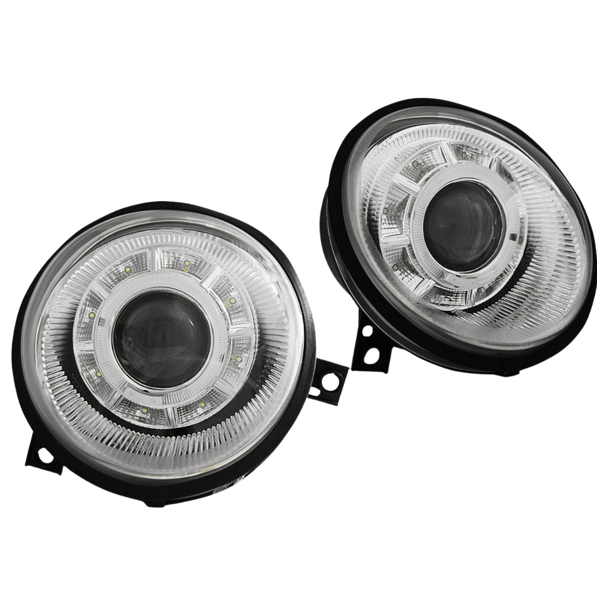 LED Angel Eyes Scheinwerfer Set Chrom für VW Lupo 1998–2005 mit LED Standlicht
