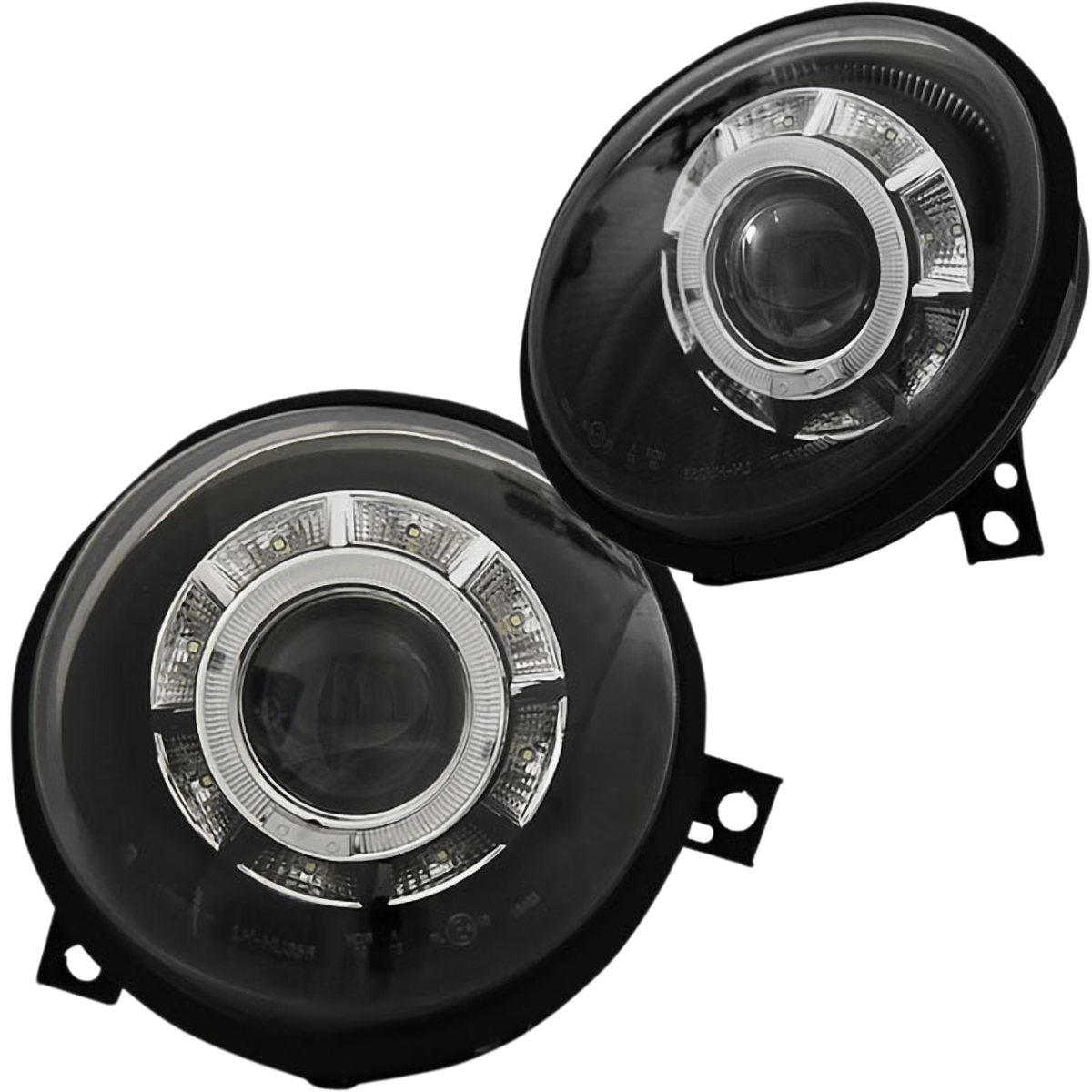 LED Angel Eyes Scheinwerfer Set Schwarz für VW Lupo 1998–2005 mit LED Standlicht