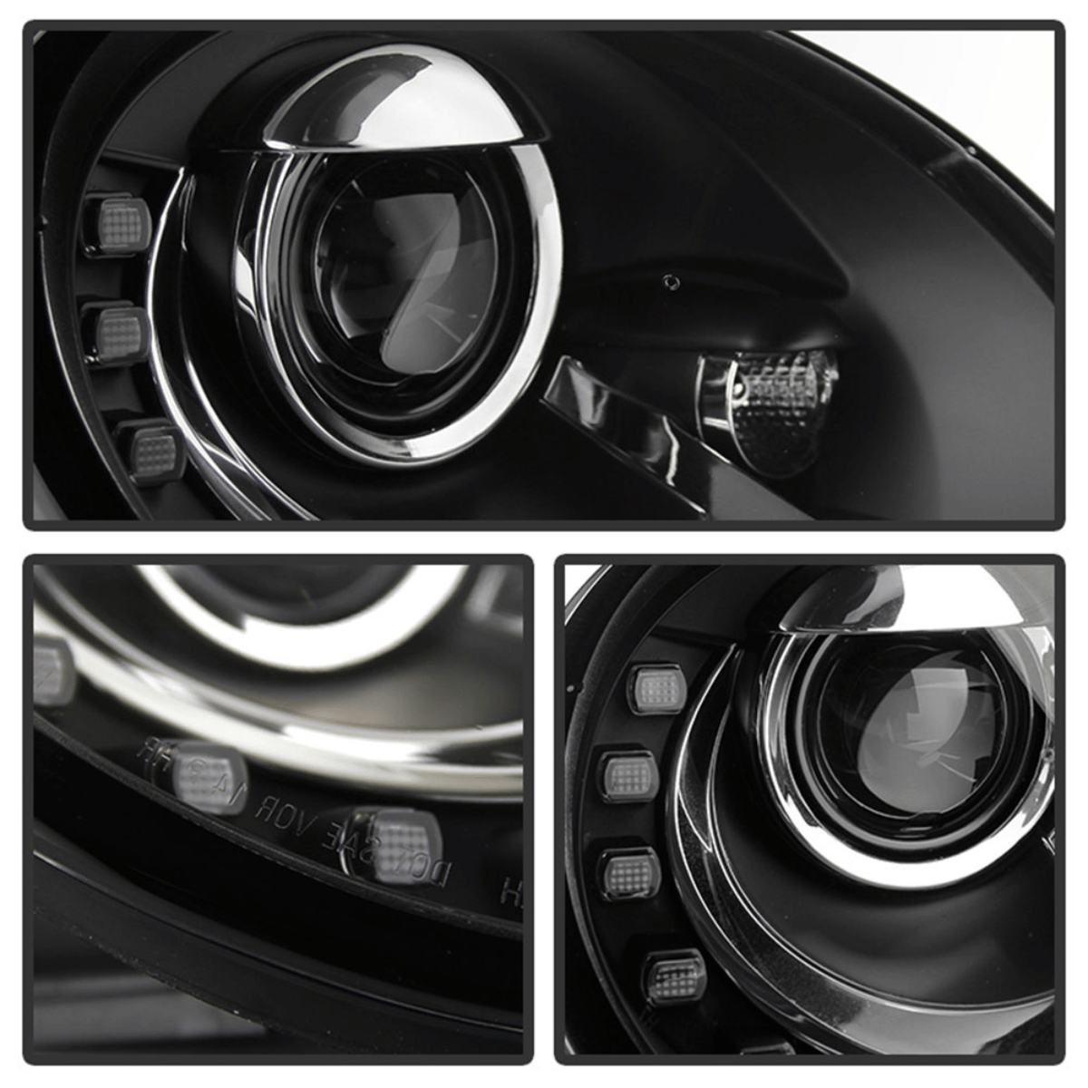 LED Scheinwerfer für BMW E90 E91 mit Tagfahrlicht und Ringoptik, schwarz glänzend