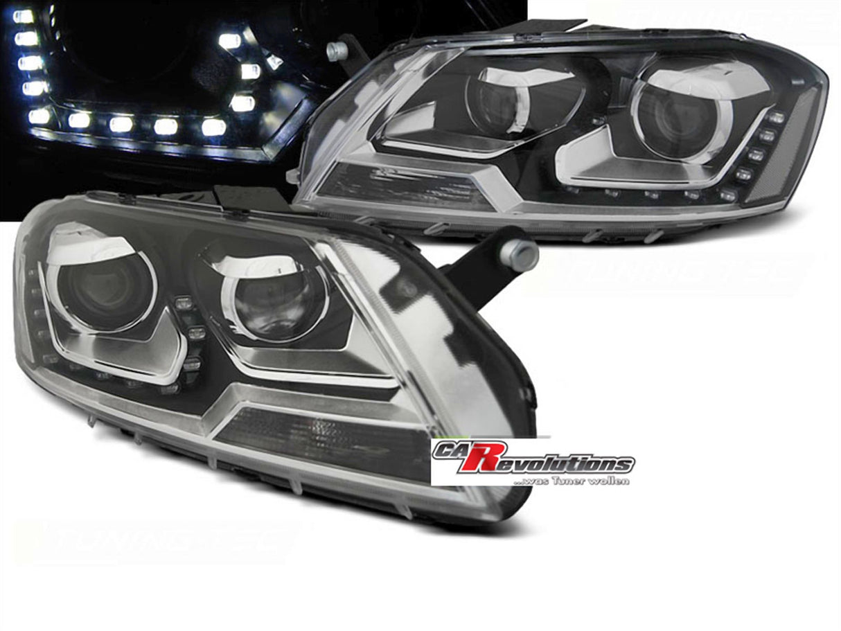 LED Scheinwerfer Set schwarz VW Passat 3C B7 2010-2014 mit Tagfahrlicht-Optik