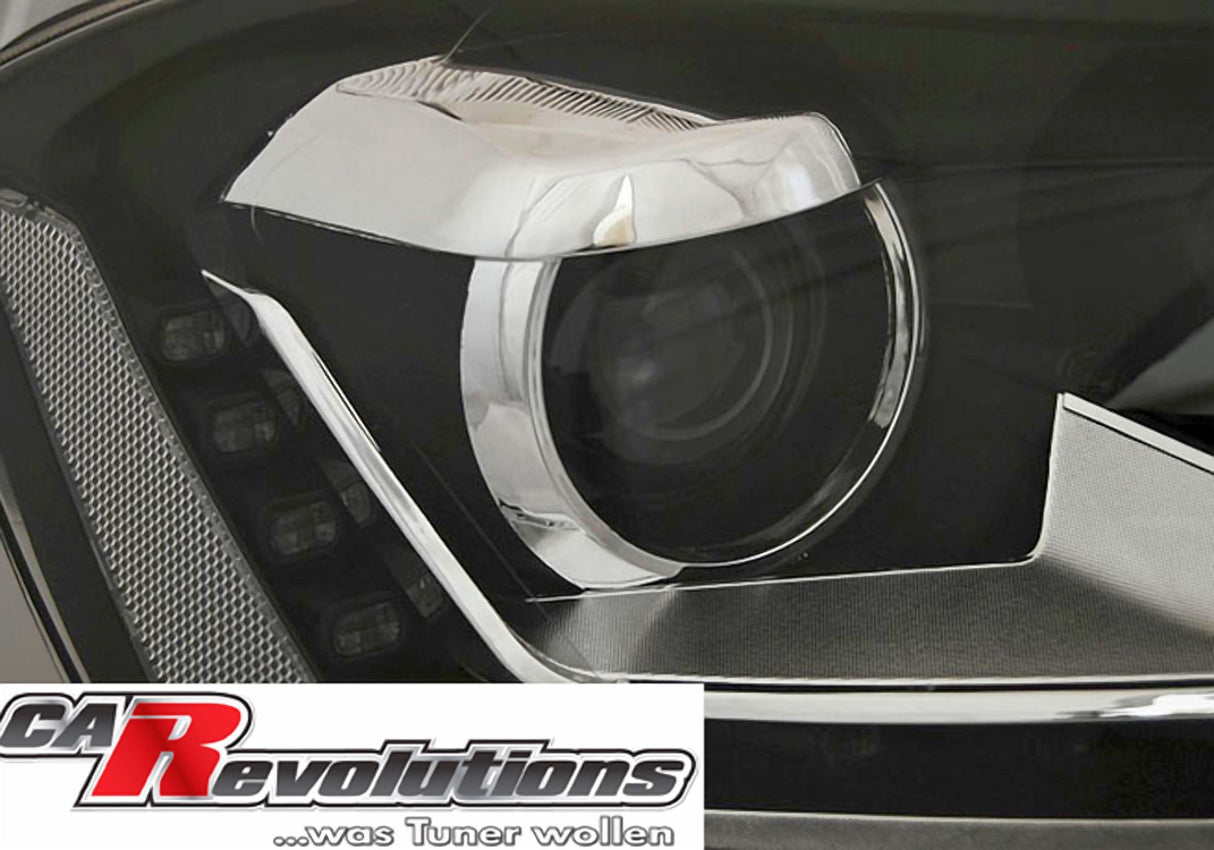 Chrom-Akzente an LED-Scheinwerfer für Tuning, Kfz-Zubehör, Tagfahrlicht, Rückleuchten