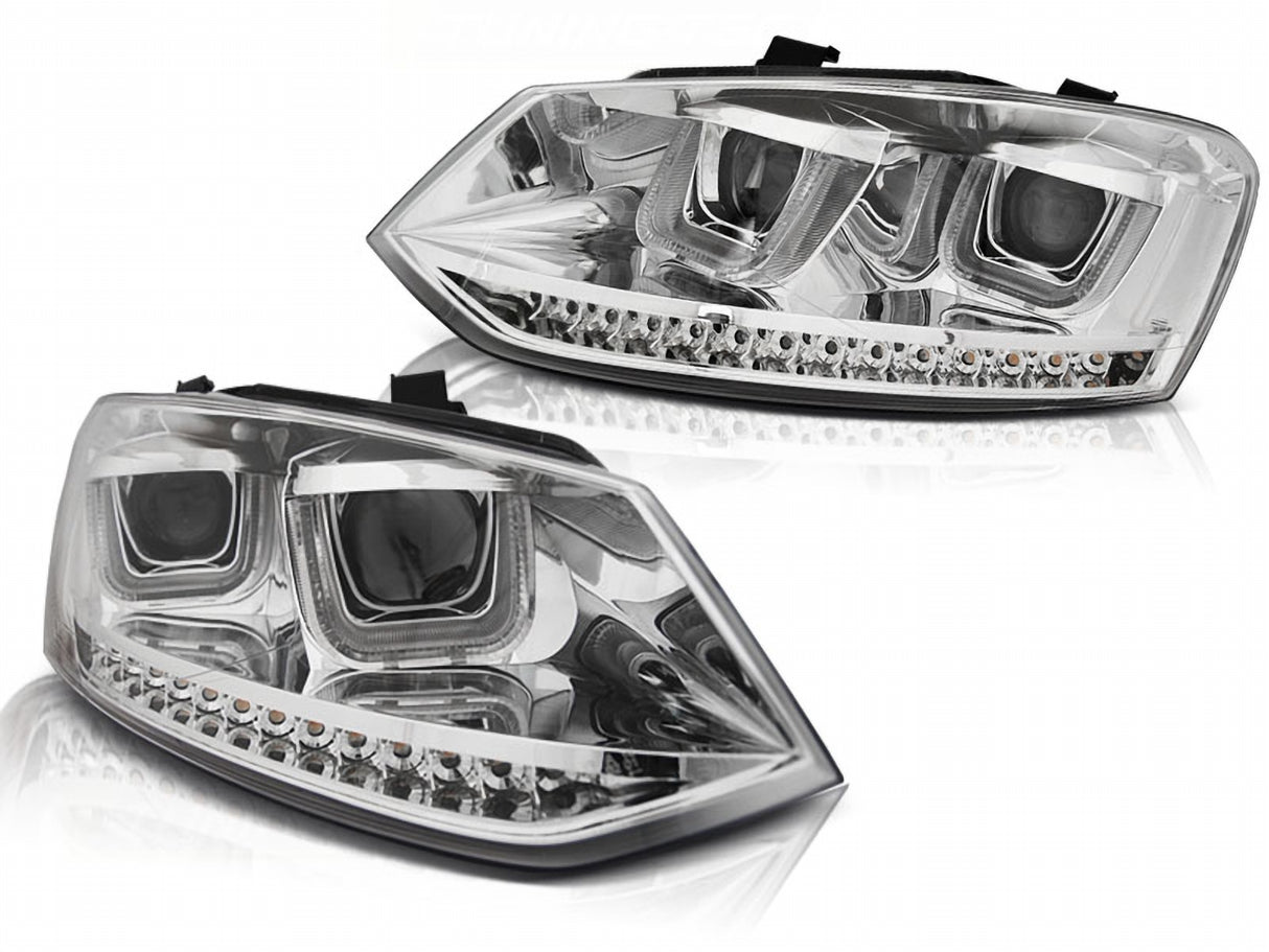 LED Scheinwerfer Set Chrom für VW Polo 6R 2009–2014 mit dynamischen Blinkern