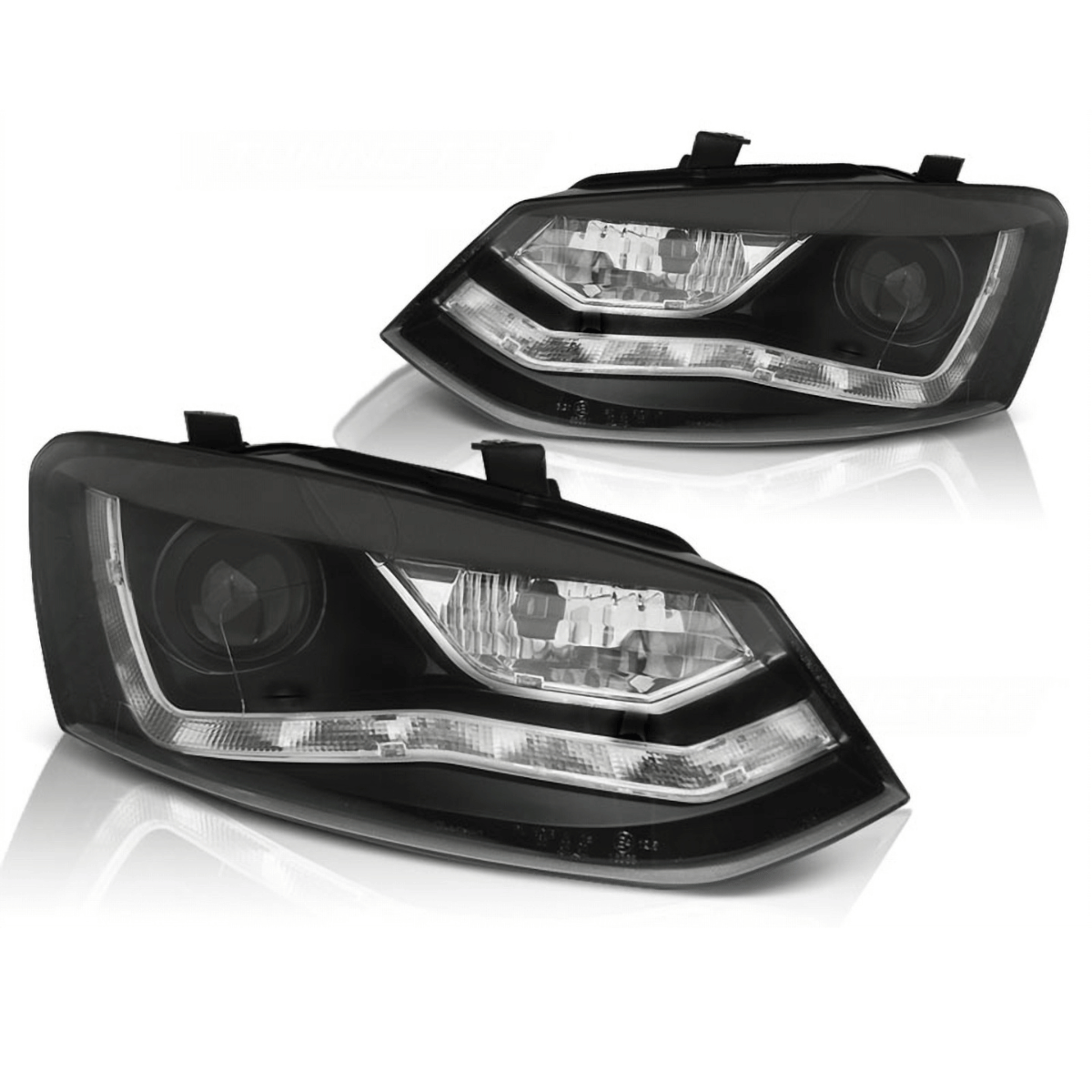 LED Scheinwerfer Set Schwarz für VW Polo 6R 2009–03/2014 mit LED Standlicht