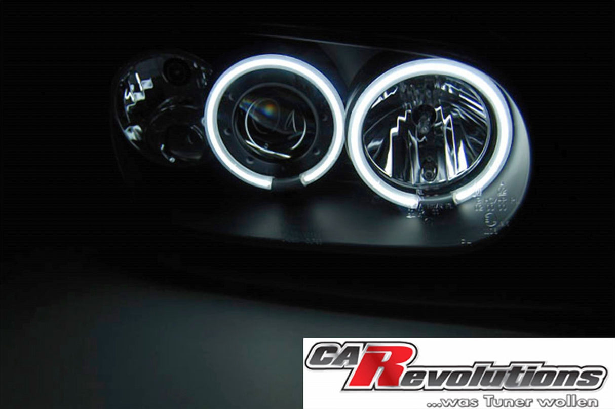 CCFL Angel Eyes Scheinwerfer für VW Golf 4 IV 09.1997-09.2003 in schwarz