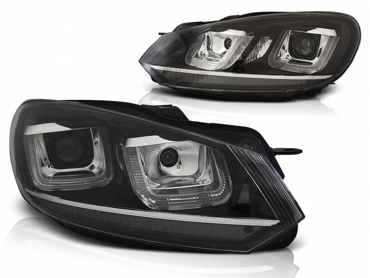 Schwarze LED-Scheinwerfer für VW Golf 6 mit Tagfahrlicht-Optik, Tuning-Scheinwerfer