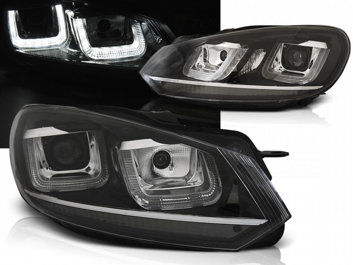 LED Scheinwerfer für VW Golf 6 VI 2008-2012 Schwarz Chrom mit LED Tagfahrlicht