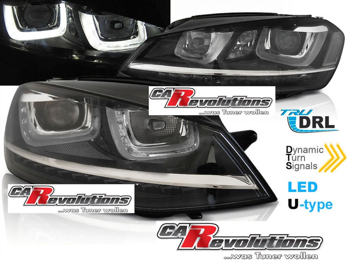 LED Scheinwerfer mit dynamischen Blinkern und Tagfahrlicht für VW Golf 7 VII schwarze