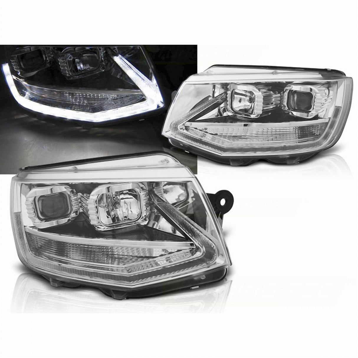 Led Tagfahrlicht "Voll LED Look" Scheinwerfer in chrom für VW T6 2015-2019 - CR Tuning