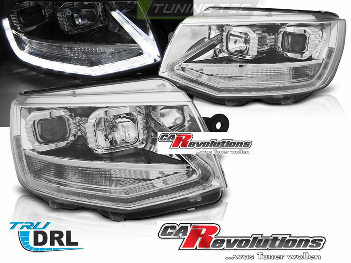 Led Tagfahrlicht "Voll LED Look" Scheinwerfer in chrom für VW T6 2015-2019 - CR Tuning