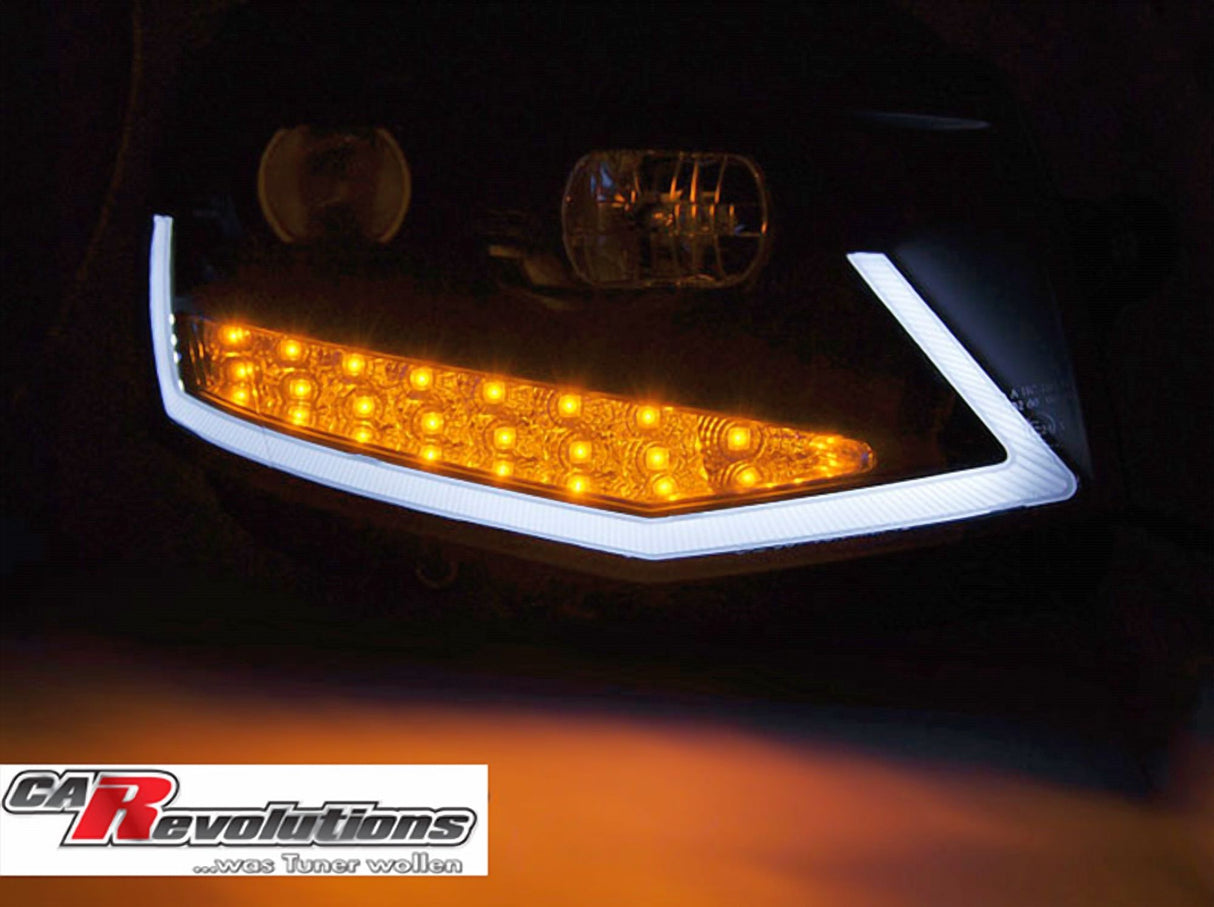 LED Scheinwerfer mit Tagfahrlicht für Audi A4 B7, Tuning Scheinwerfer mit gelben LEDs und weißem Standlicht