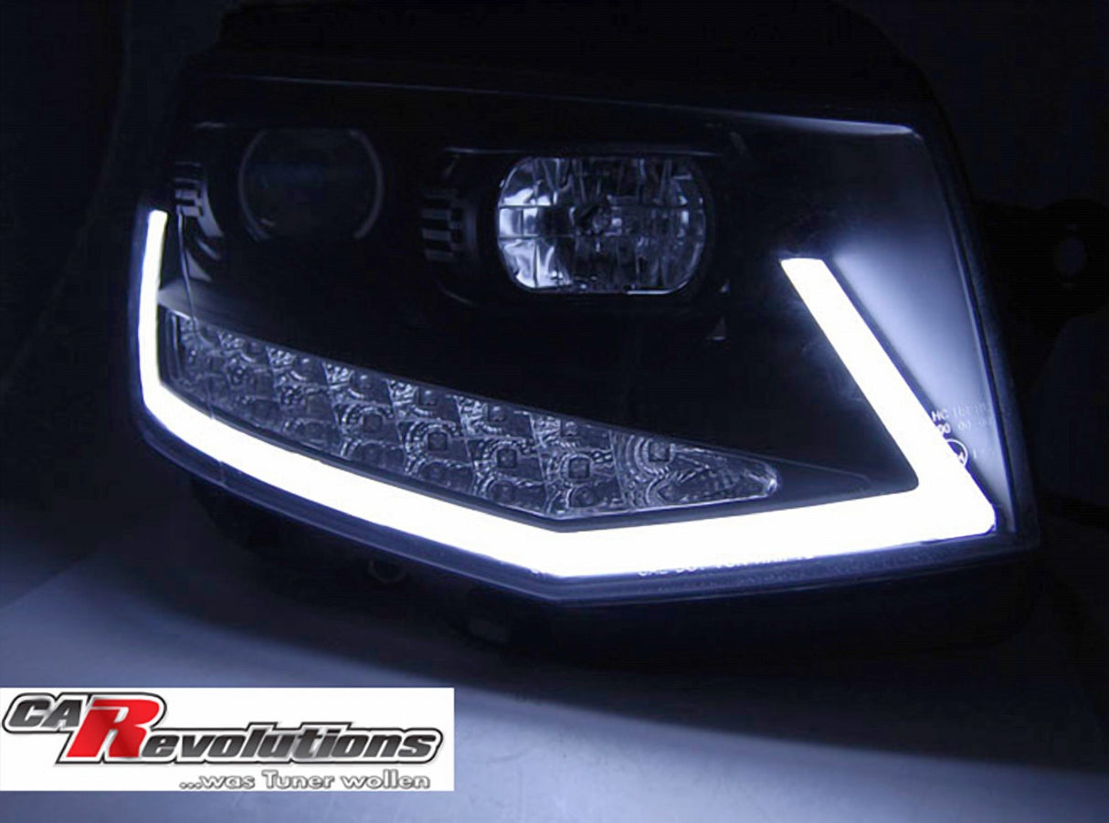 LED Scheinwerfer für VW T5 Facelift mit Tagfahrlicht-Optik und Klarglas-Optik, Tuning Scheinwerfer