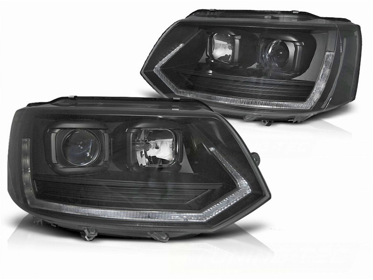 Schwarze LED Scheinwerfer für VW Polo 6R mit Tagfahrlicht-Optik, Tuning Scheinwerfer