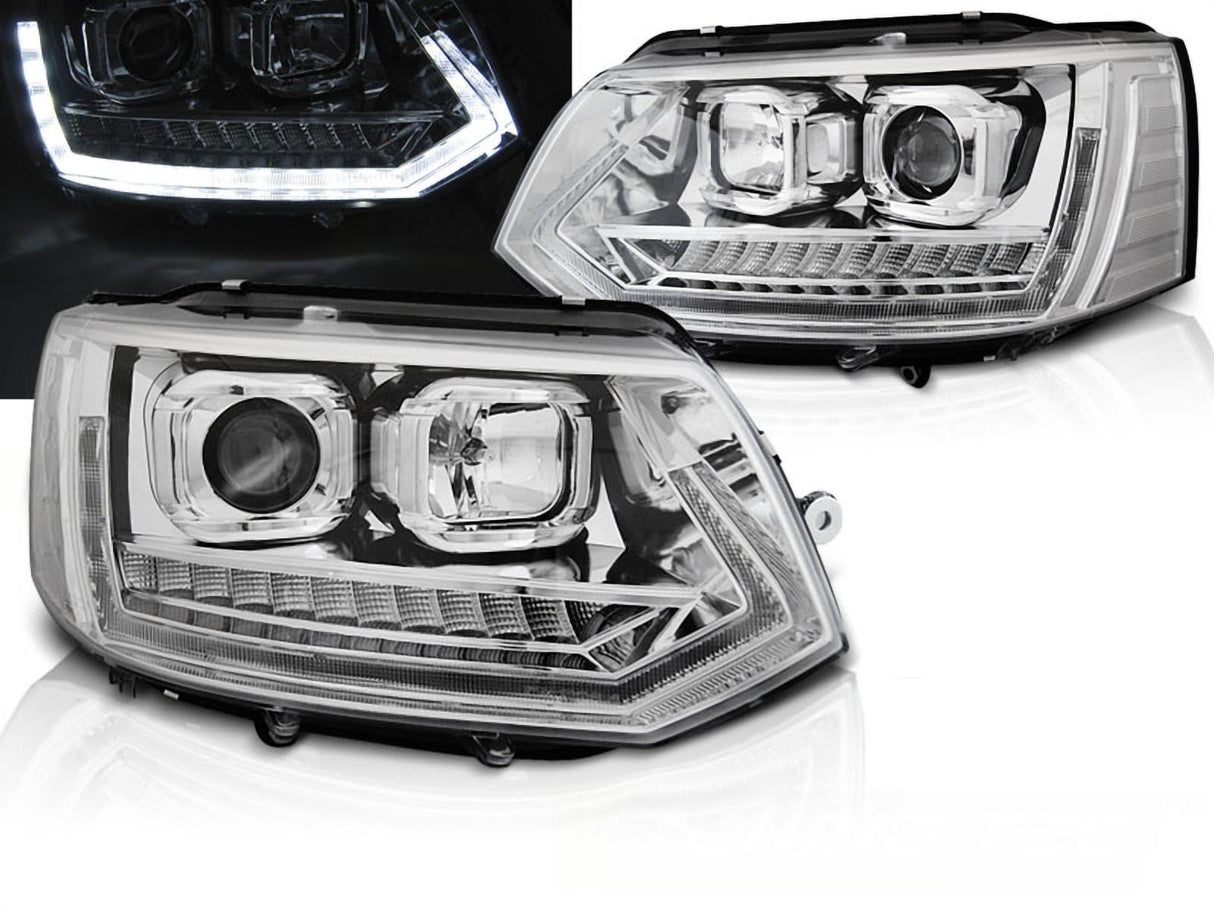 Tagfahrlicht Scheinwerfer Set Chrom für VW T5 GP Facelift 2010–2015 mit H7/H1 - CR Tuning