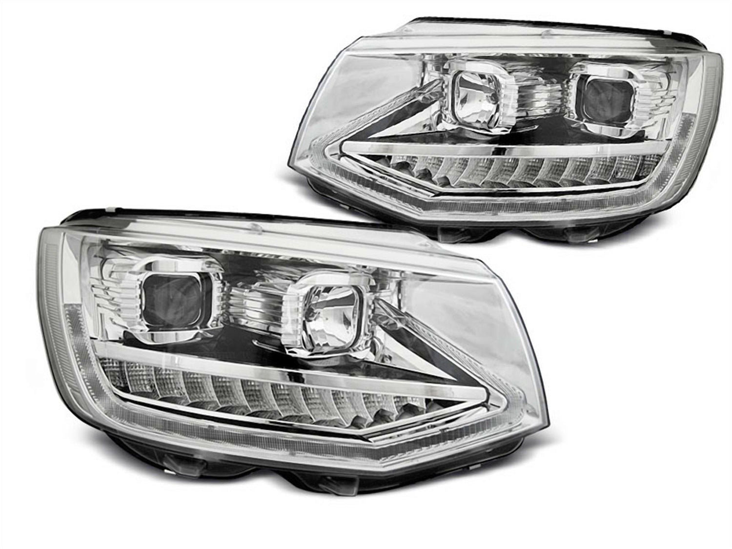 Led dynamische Blinker Tagfahrlicht Light Tube Scheinwerfer chrom für VW T6 2015-2019