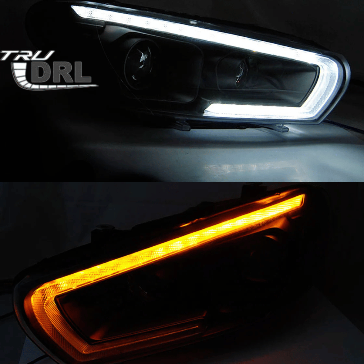 LED LightTube Scheinwerfer Set Schwarz für VW Scirocco 2008–2014 mit LED Tagfahrlicht & dynamischen Blinkern