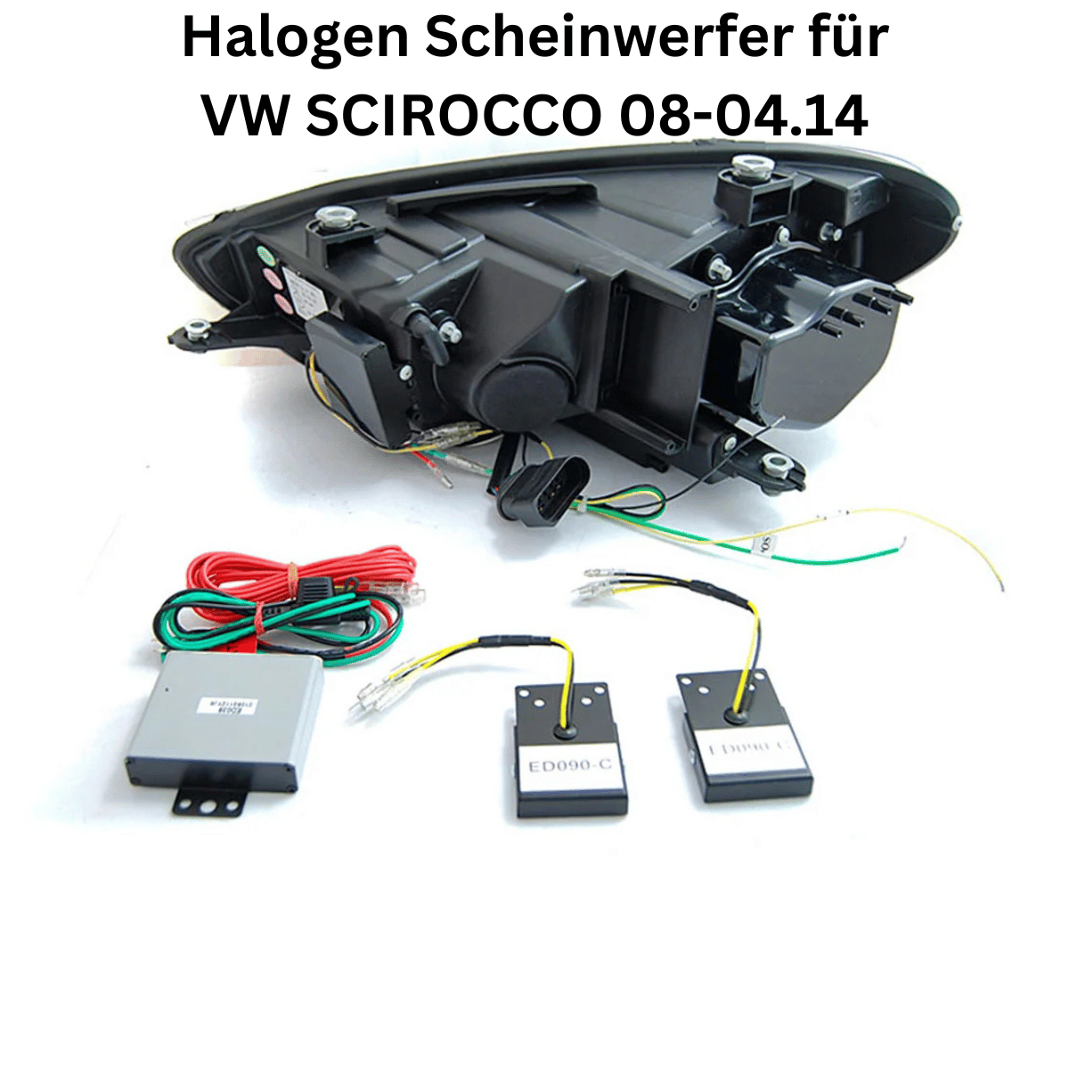 LED LightTube Scheinwerfer Set Schwarz für VW Scirocco 2008–2014 mit LED Tagfahrlicht & dynamischen Blinkern