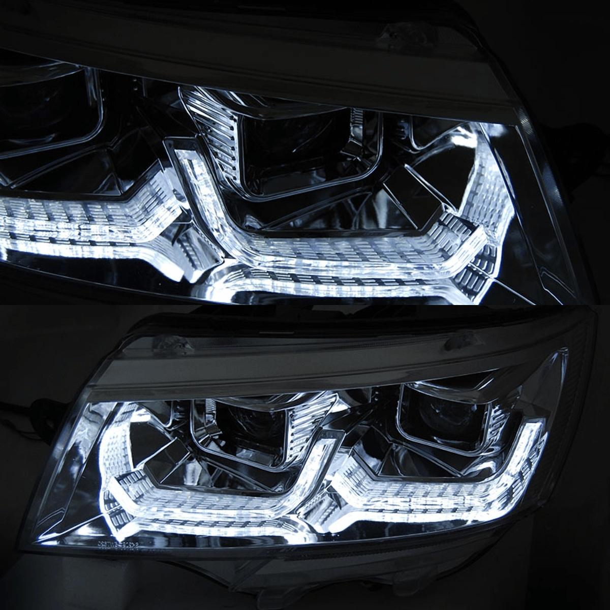 Dynamische Scheinwerfer Set Chrom für VW T6.1 Multivan Transporter ab 2020 SG SH mit LED Tagfahrlicht