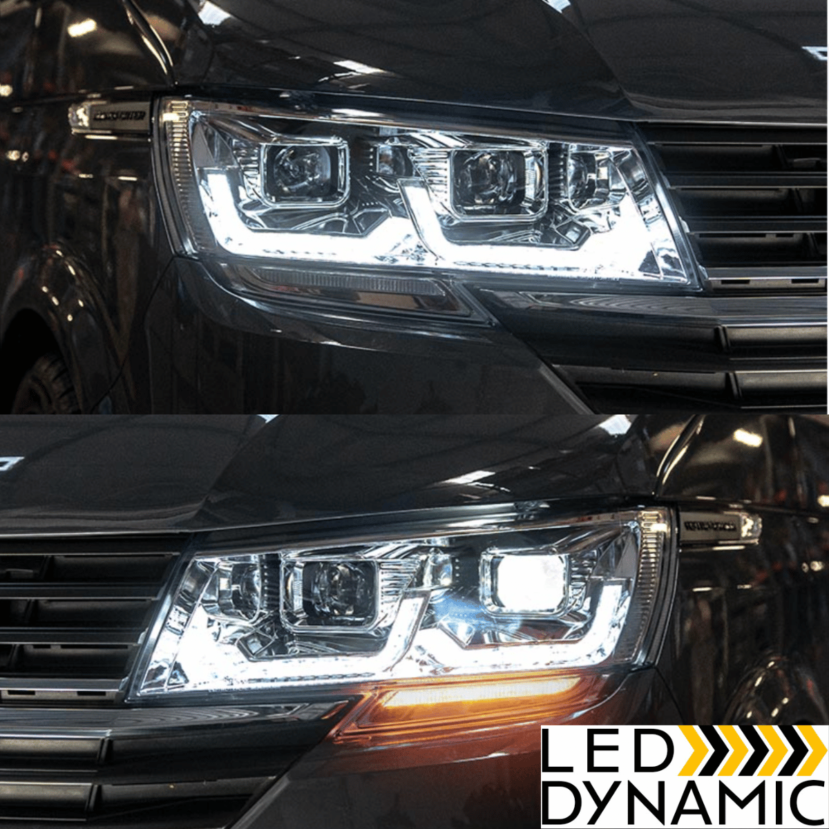 Dynamische Scheinwerfer Set Chrom für VW T6.1 Multivan Transporter ab 2020 SG SH mit LED Tagfahrlicht