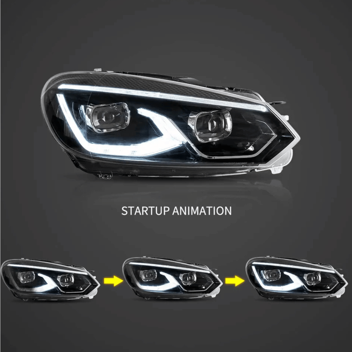 Voll LED Scheinwerfer Set Schwarz für Golf 7 VII 2013–2017 mit Welcome Light