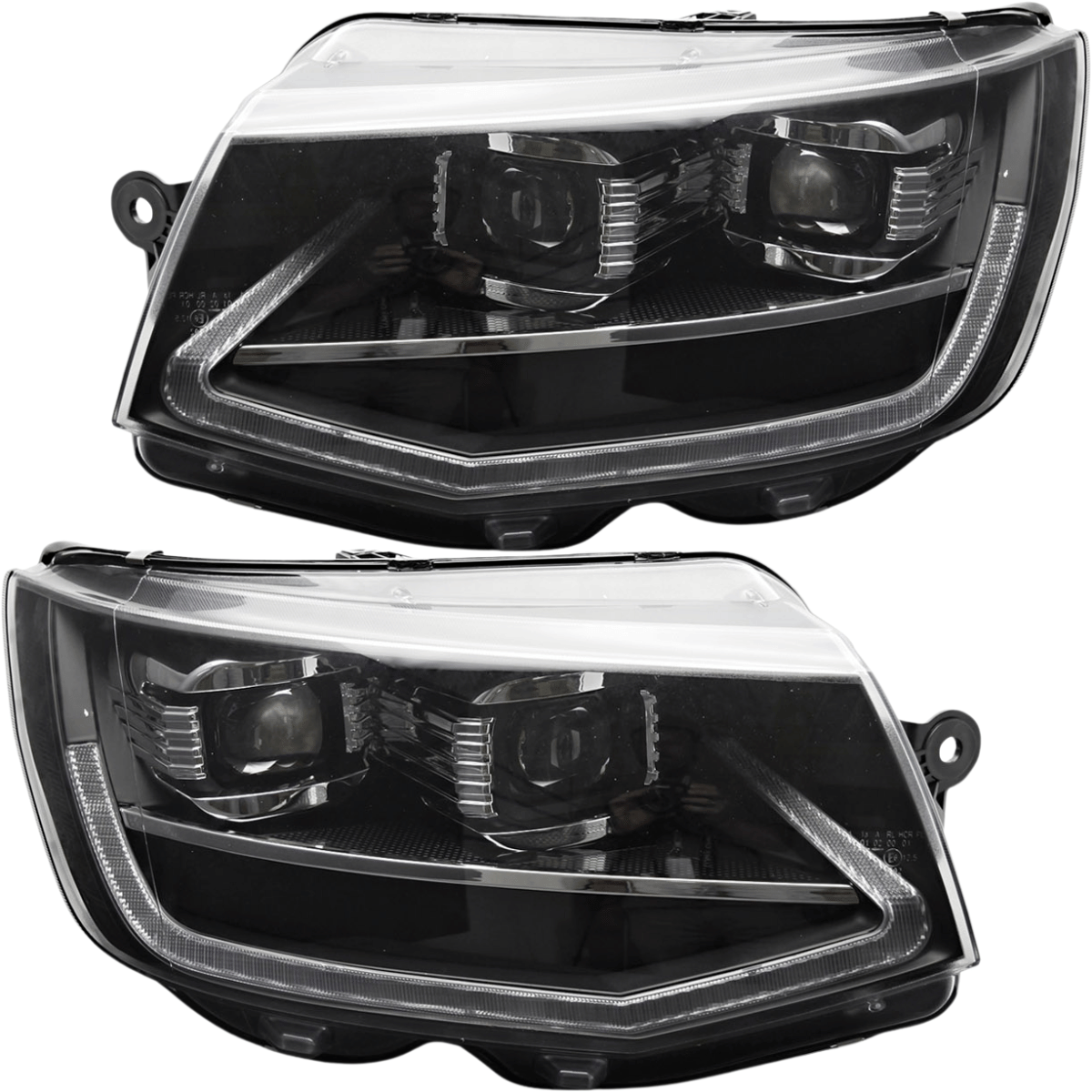 LED Scheinwerfer für VW T5 Facelift mit Tagfahrlicht und schwarzem Inlay