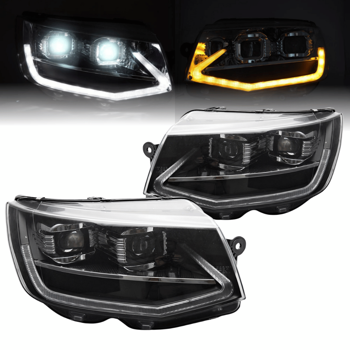 LED Scheinwerfer für VW T5 Facelift mit Tagfahrlicht und gelben Blinkern