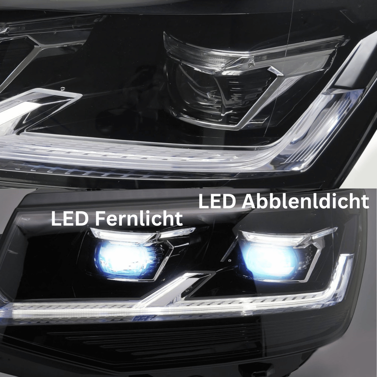 LED Scheinwerfer für VW T5 Facelift: Fernlicht und Abblendlicht mit heller LED-Technik von CR-Tuning