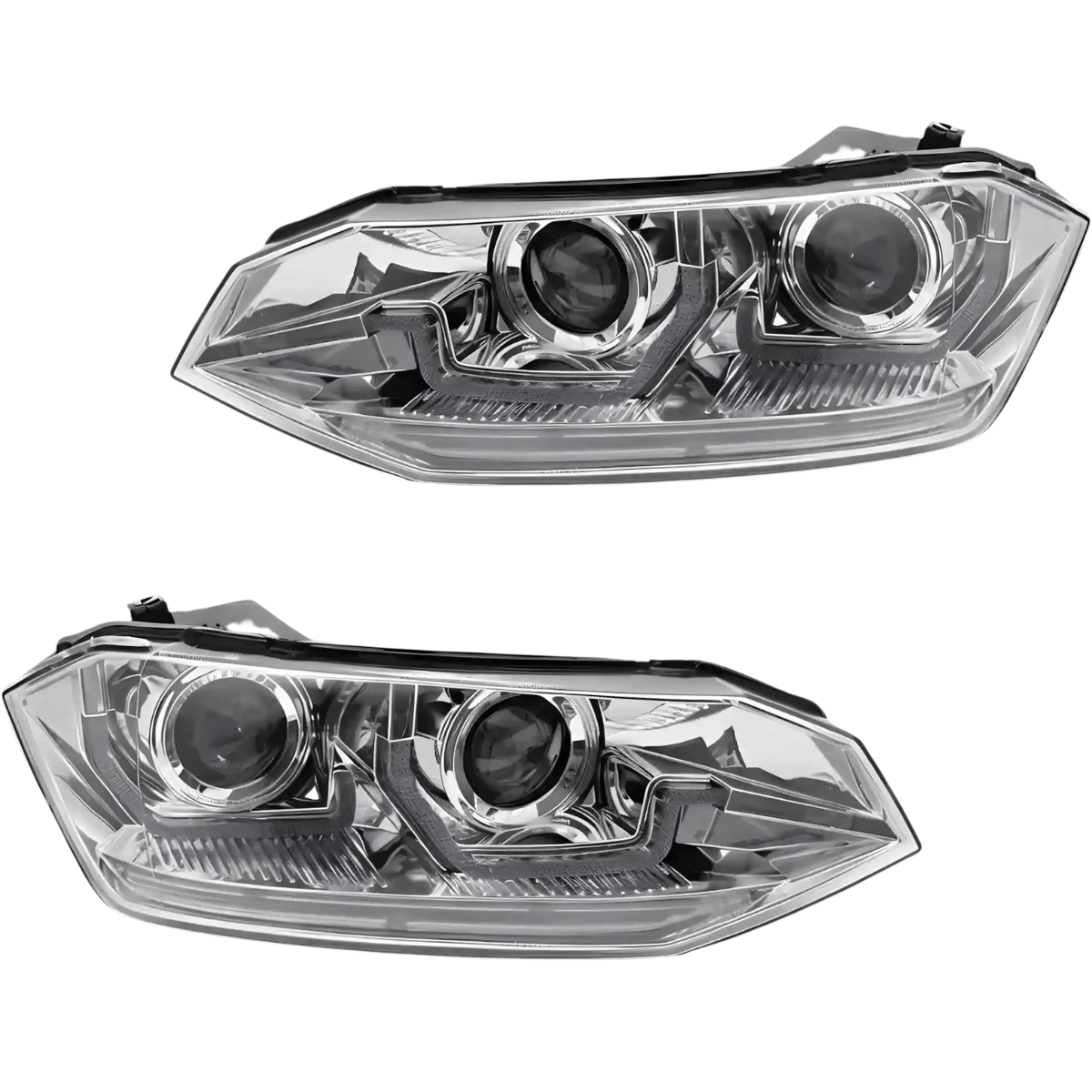 Scheinwerfer Set Chrom für VW Polo VI 2G 2017–2021 mit LED Tagfahrlicht & Dynamischer Blinker