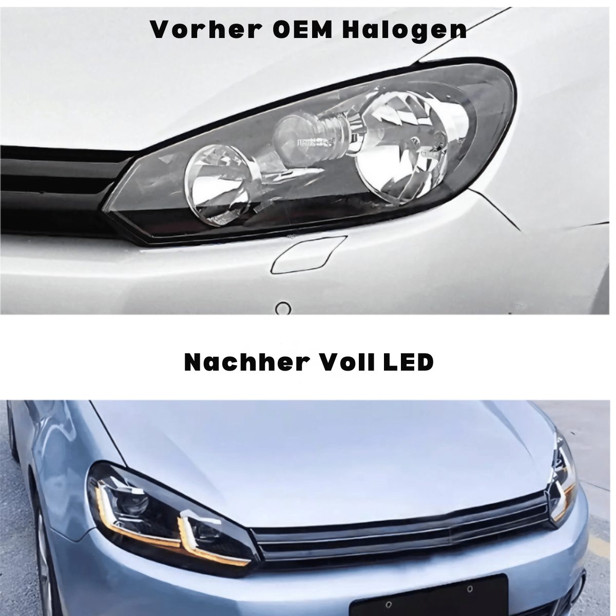 Voll LED Scheinwerfer Set für VW Golf 6 VI 2008–2013 Welcome Light Schwarz