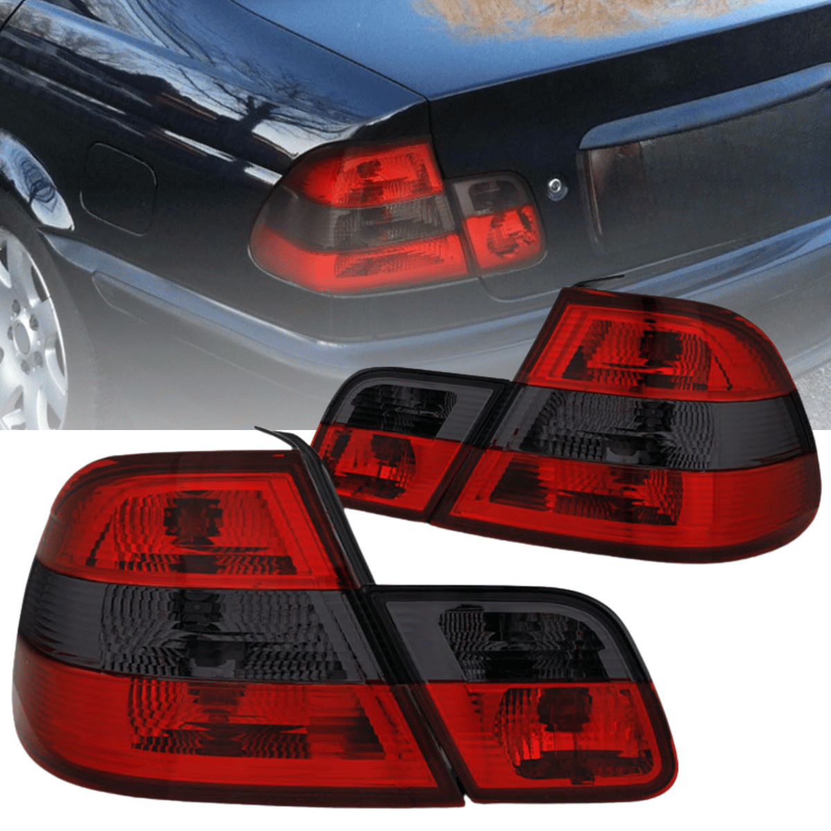 Halogen Rückleuchten Set Rot Smoke für BMW 3er E46 Coupé Baujahr 1999–2003