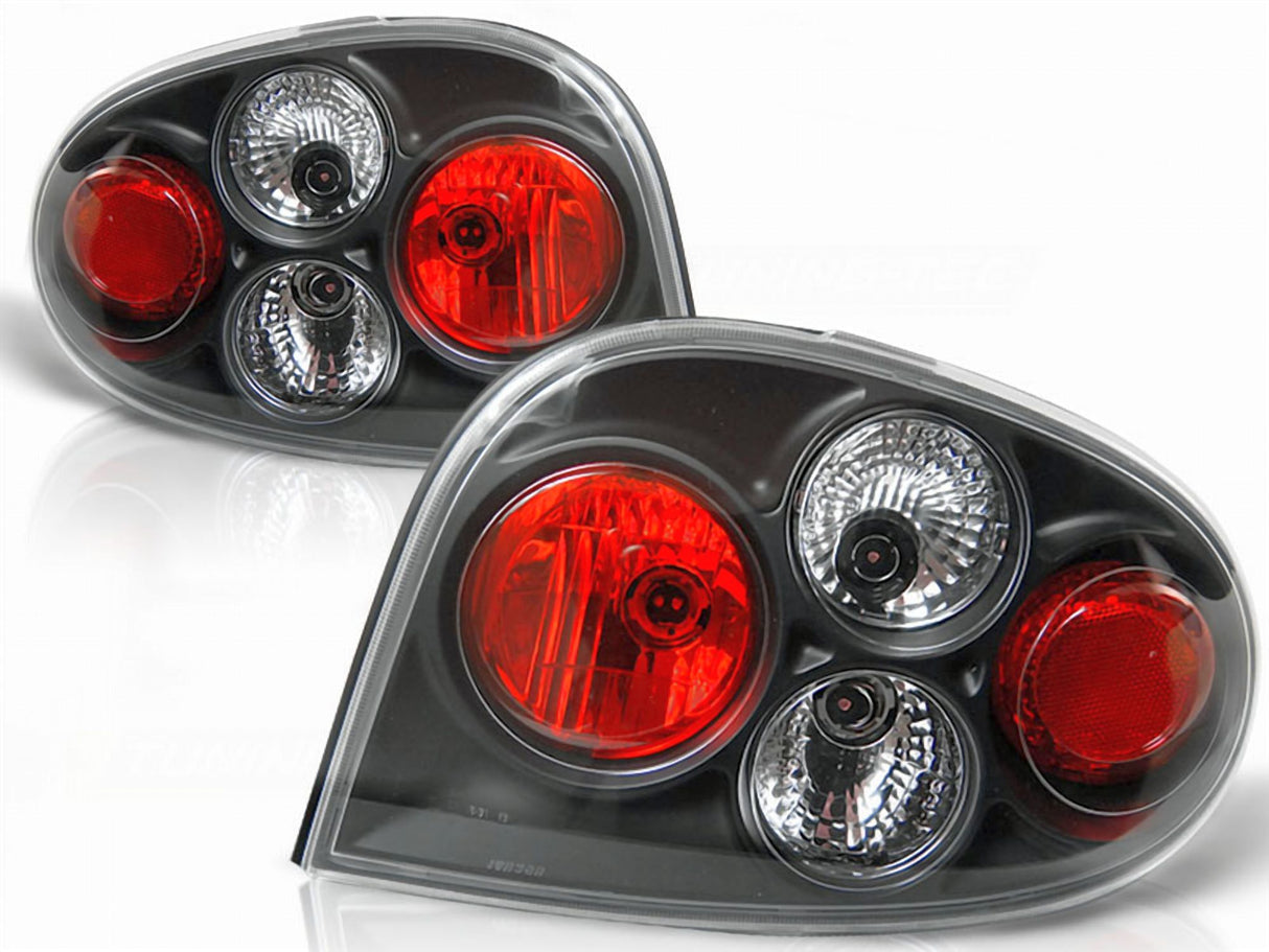 Schwarze Rückleuchten Set für Renault Megane Coupe Cabrio 1996-2002 mit roten und weißen Leuchten
