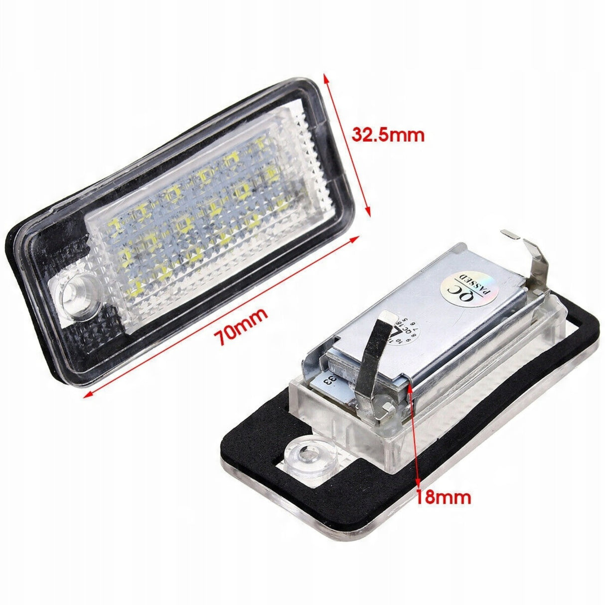LED Kennzeichenbeleuchtung für KFZ, 70mm, 32.5mm, 18mm, CR-Tuning Zubehör