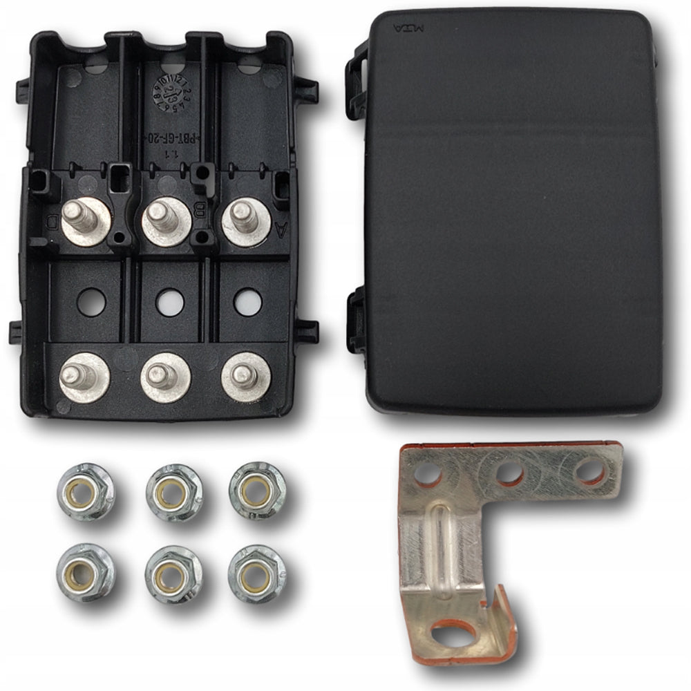 MTA 6-fach KFZ Stromverteiler Sicherungshalter Set mit Abdeckung, Muttern und Busbar für Fahrzeugtuning