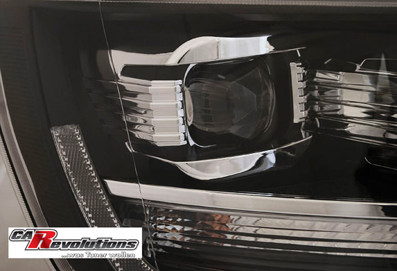 Schwarze LED-Scheinwerfer mit Chrom-Akzenten für Tuning-Fahrzeuge, CR-Tuning Zubehör