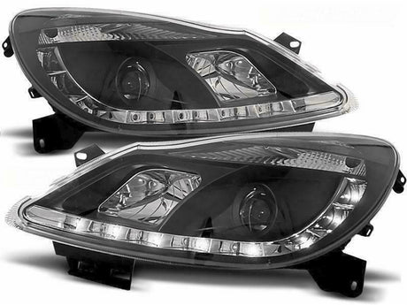 LED Angel Eyes Scheinwerfer Set in schwarz für Seat Ibiza  Cordoba Polo VARIANT, SEDAN 10.93-08.1999