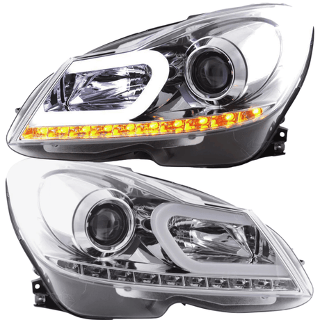 LED Tube Light Scheinwerfer Set Chrom für Mercedes C-Klasse W204 2011–2014 Limousine & Kombi - CR Tuning