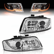 LED Tube Light Scheinwerfer Chrom Audi A4 B6 2000-2004 mit LED Blinker