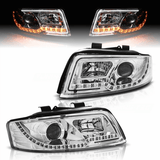 LED Tube Light Scheinwerfer Chrom Audi A4 B6 2000-2004 mit LED Blinker