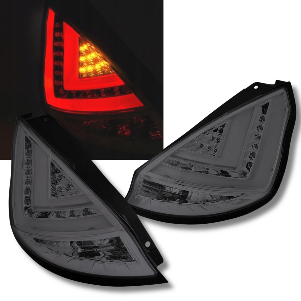 LED Lightbar Rückleuchten in smoke für Ford Fiesta MK7 2012-2015 HB