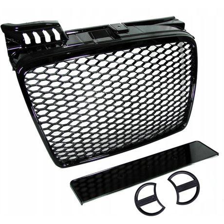 Schwarzer Kühlergrill für Audi A5 8T 2007-2016 RS5 Look mit Kennzeichenhalter und Emblem-Blenden