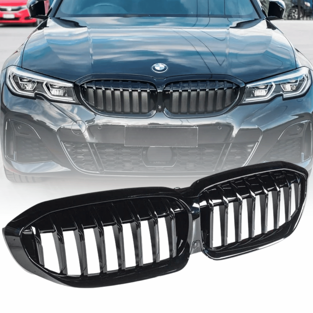 Sport Nieren Kühlergrill für BMW G20 G21 2019-2022 schwarz Glanz für Kamera