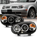 LED Angel Eyes Scheinwerfer VW Golf IV 4 schwarz inkl. NSW, Tuning Scheinwerfer für Golf 4