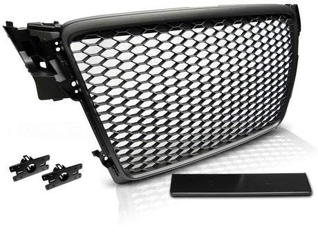 Sport Frontgrill Waben Schwarz für Audi A4 S4 B8 2008-2011 Limousine Avant mit Zubehör