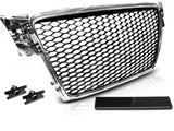 grill Wabendesign Chrom mit Halterungen und Kennzeichenblende für Audi A4 B8 Kühler