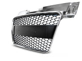 grill RS5 Look Chrom Schwarz mit Wabengitter und Kennzeichenhalterung für Audi A5 Kühler