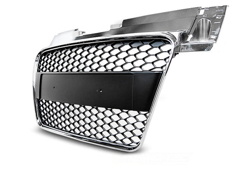 grill RS5 Look Chrom Schwarz mit Wabengitter und Kennzeichenhalterung für Audi A5 Kühler