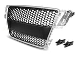 grill RS5 Look Wabenmuster silber schwarz mit Clips Tuning Zubehör für Audi A5 Kühler
