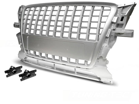 Silberner Sport Design Frontgrill für Audi Q5 8R 2008-2012, inklusive Halterungen