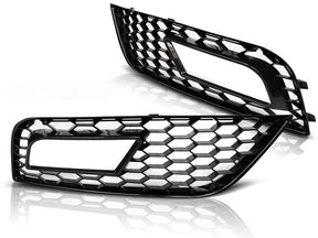 Glanzschwarze Nebelscheinwerfer Abdeckungen Audi A4 B8 2011-2015 Waben Gitter Tuning